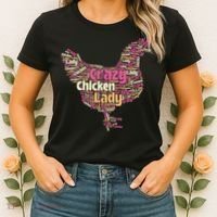 Crazy Chicken Lady Typography Chickens Farm Animal Lover Women's T-Shirt thumb 2
