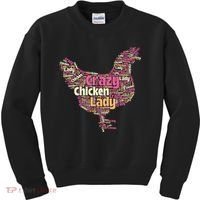 Crazy Chicken Lady Typography Chickens Farm Animal Lover Kids Sweatshirt thumb 0