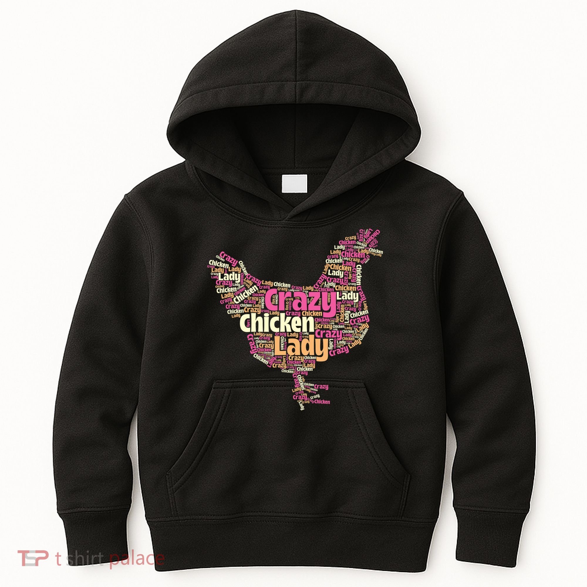 Crazy Chicken Lady Typography Chickens Farm Animal Lover Kids Hoodie