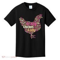 Crazy Chicken Lady Typography Chickens Farm Animal Lover Kids T-Shirt thumb 0