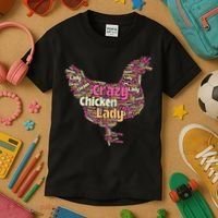 Crazy Chicken Lady Typography Chickens Farm Animal Lover Kids T-Shirt thumb 3