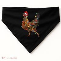 Chicken Christmas Lights Santa Hat Funny Chicken Lover Xmas USA-Made Doggie Bandana thumb 0