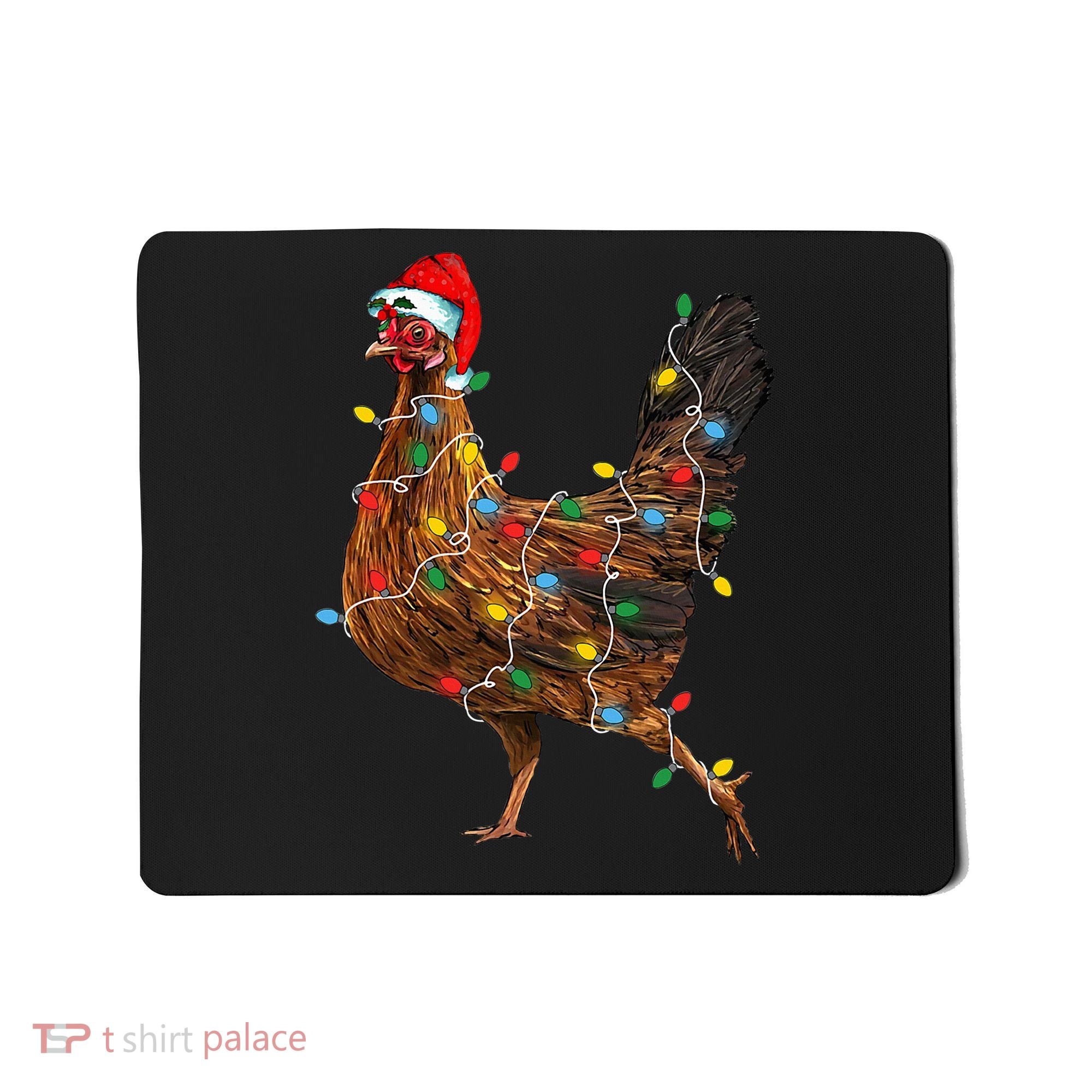 Chicken Christmas Lights Santa Hat Funny Chicken Lover Xmas Mousepad