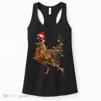 Chicken Christmas Lights Santa Hat Funny Chicken Lover Xmas Women's Tank Top thumb 0