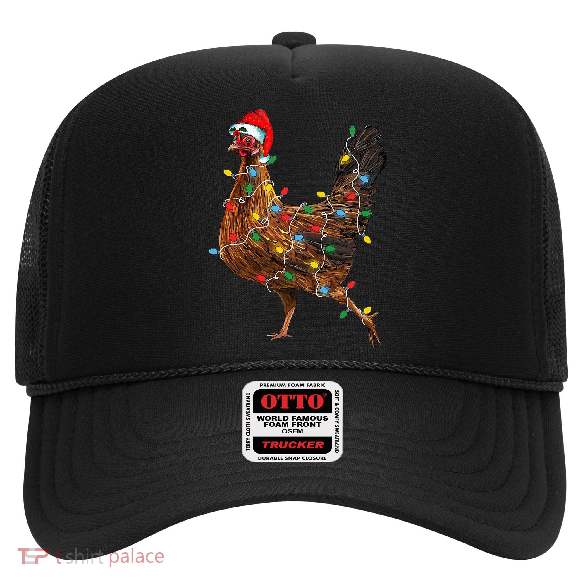 Chicken Christmas Lights Santa Hat Funny Chicken Lover Xmas Hat