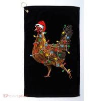 Chicken Christmas Lights Santa Hat Funny Chicken Lover Xmas Golf Towel thumb 0