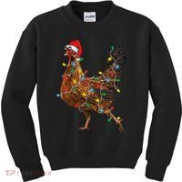 Chicken Christmas Lights Santa Hat Funny Chicken Lover Xmas Kids Sweatshirt thumb 0