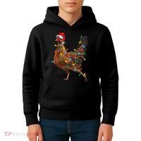 Chicken Christmas Lights Santa Hat Funny Chicken Lover Xmas Kids Hoodie thumb 4