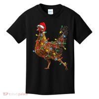 Chicken Christmas Lights Santa Hat Funny Chicken Lover Xmas Kids T-Shirt thumb 0