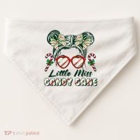 Cute Christmas Little Miss Candy Cane USA-Made Doggie Bandana thumb 0