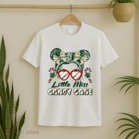Cute Christmas Little Miss Candy Cane T-Shirt thumb 2