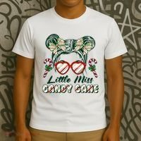 Cute Christmas Little Miss Candy Cane T-Shirt thumb 3