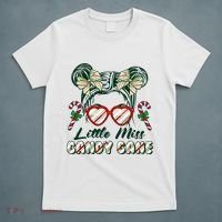 Cute Christmas Little Miss Candy Cane T-Shirt thumb 5