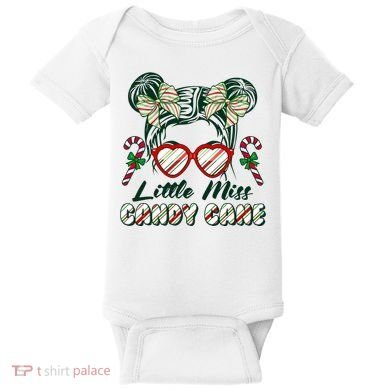 Cute Christmas Little Miss Candy Cane Baby Bodysuit