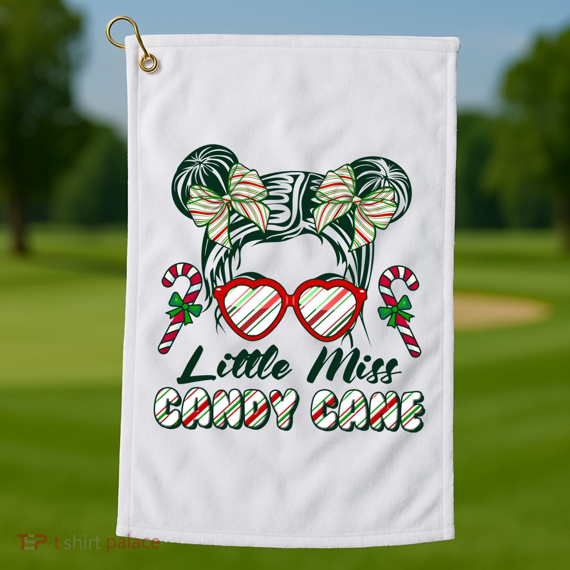 Cute Christmas Little Miss Candy Cane Golf Towel