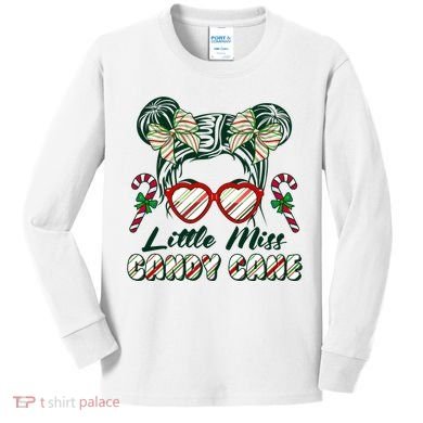 Cute Christmas Little Miss Candy Cane Kids Long Sleeve Shirt
