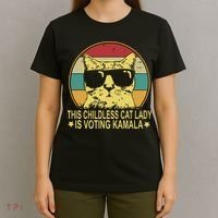 Childless Cat Ladies For Kamala Harris T-Shirt thumb 4