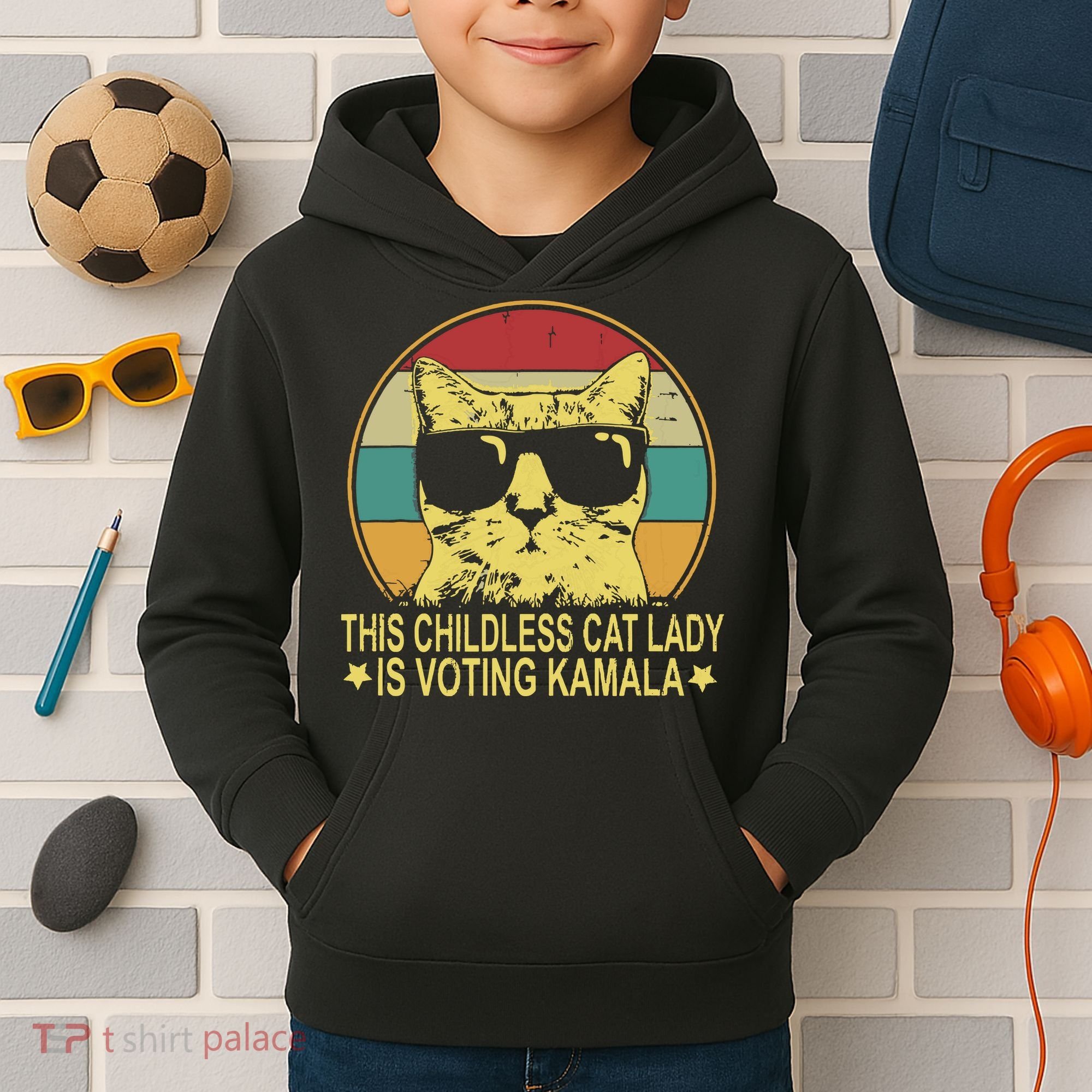 Childless Cat Ladies For Kamala Harris Kids Hoodie