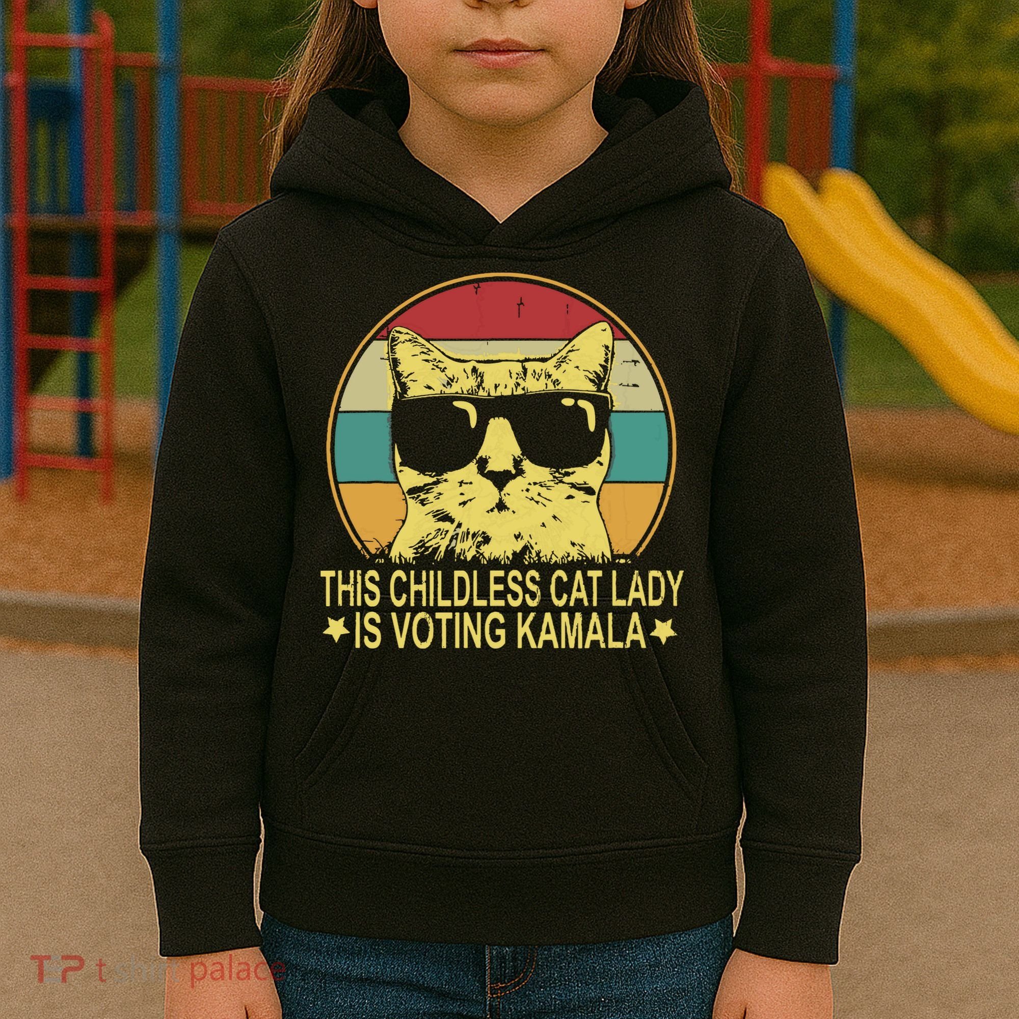 Childless Cat Ladies For Kamala Harris Kids Hoodie