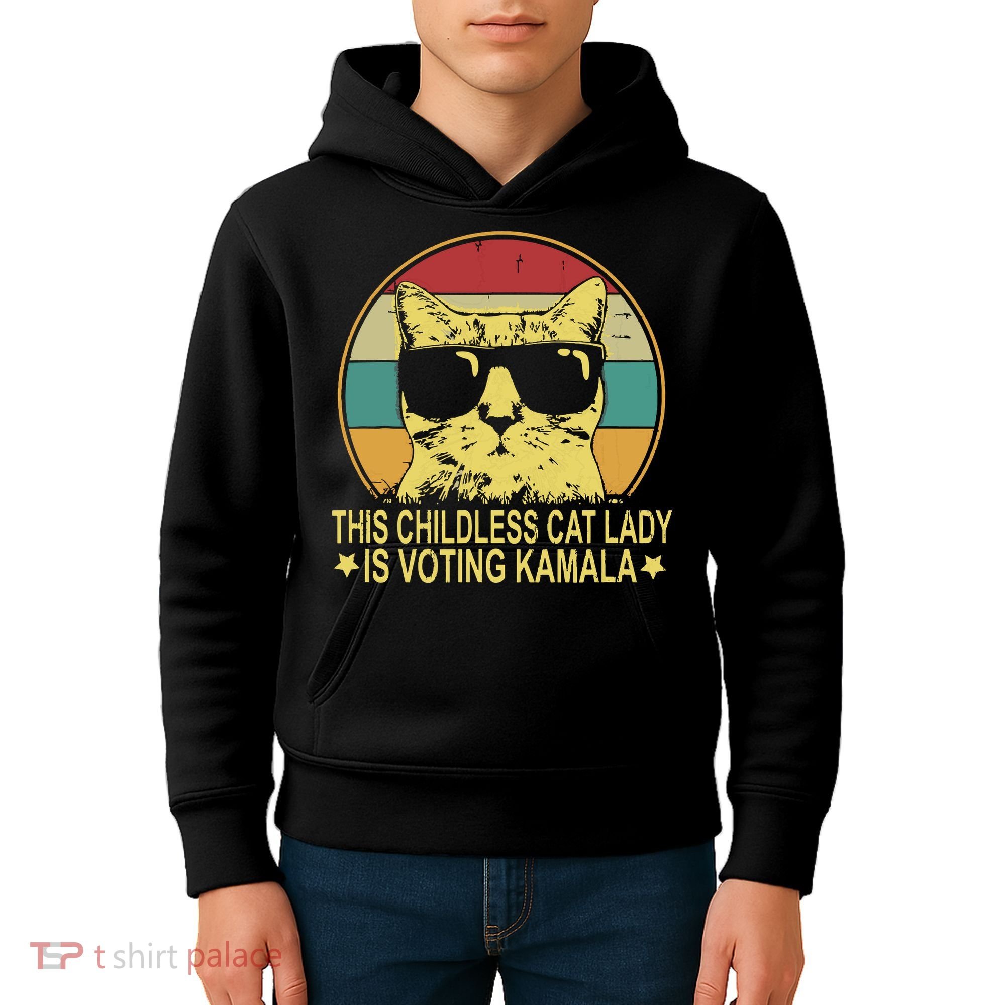 Childless Cat Ladies For Kamala Harris Kids Hoodie