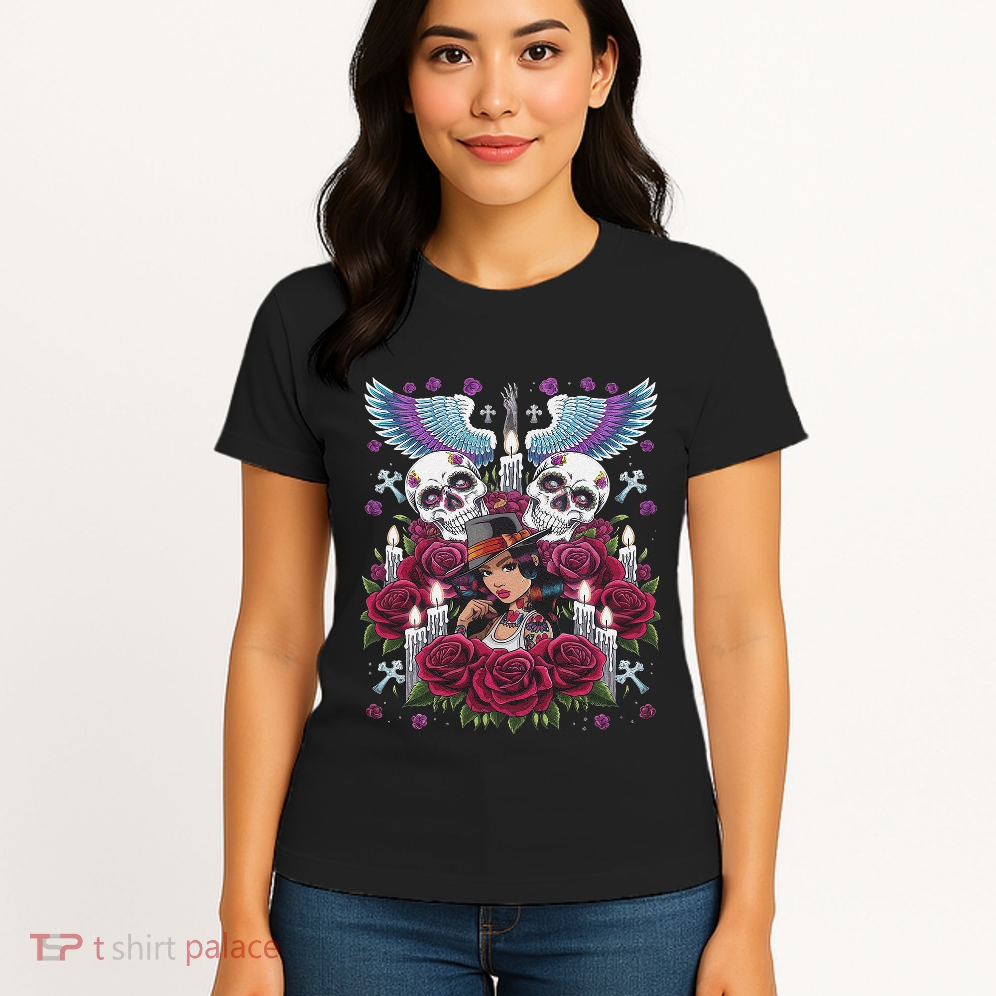 Chicano Chicana La Raza Barrio Tattoo Art Death Women's T-Shirt