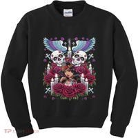 Chicano Chicana La Raza Barrio Tattoo Art Death Kids Sweatshirt thumb 0