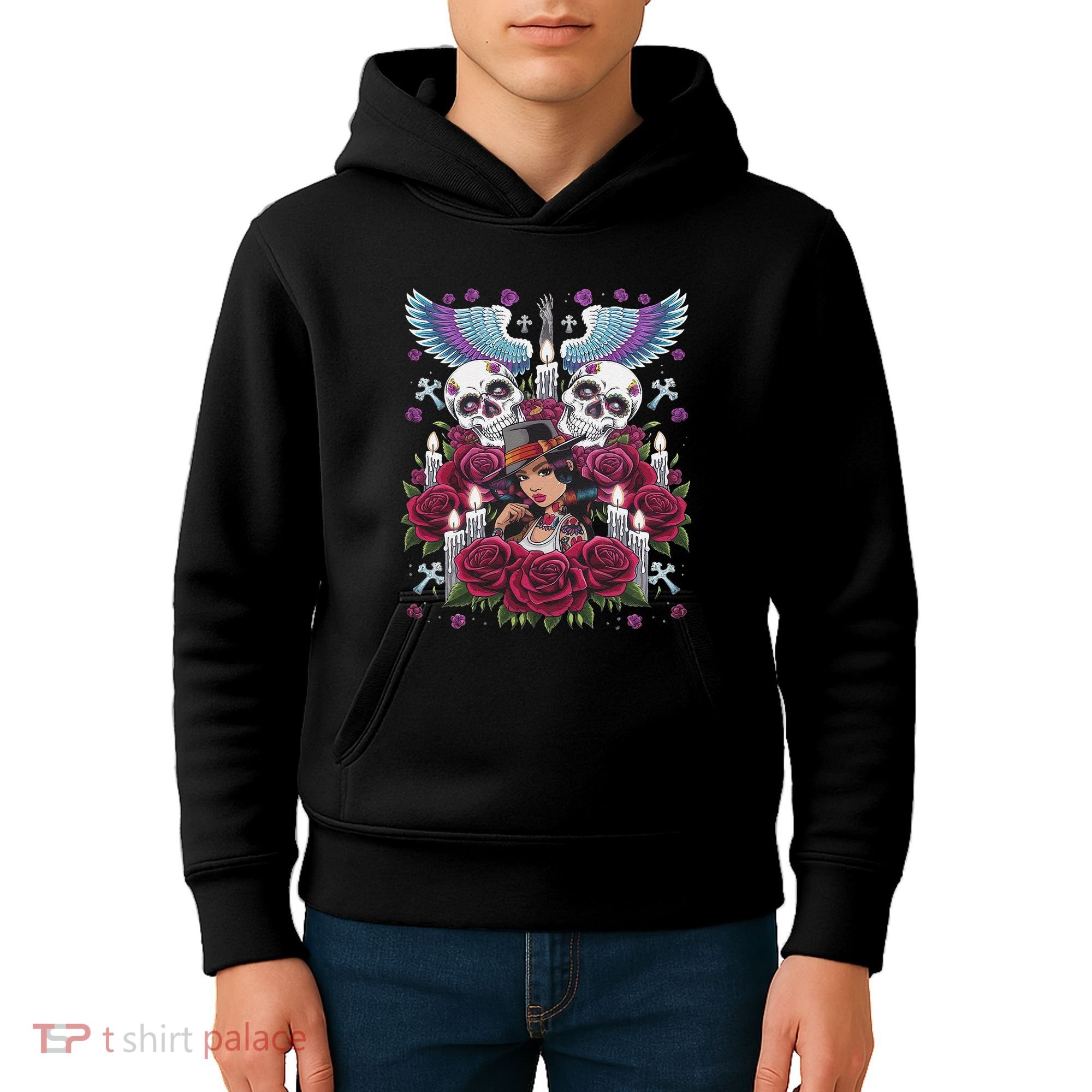 Chicano Chicana La Raza Barrio Tattoo Art Death Kids Hoodie