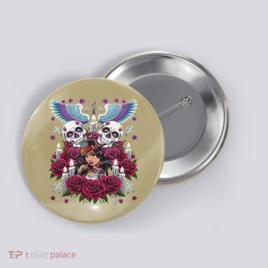 Chicano Chicana La Raza Barrio Tattoo Art Death Button