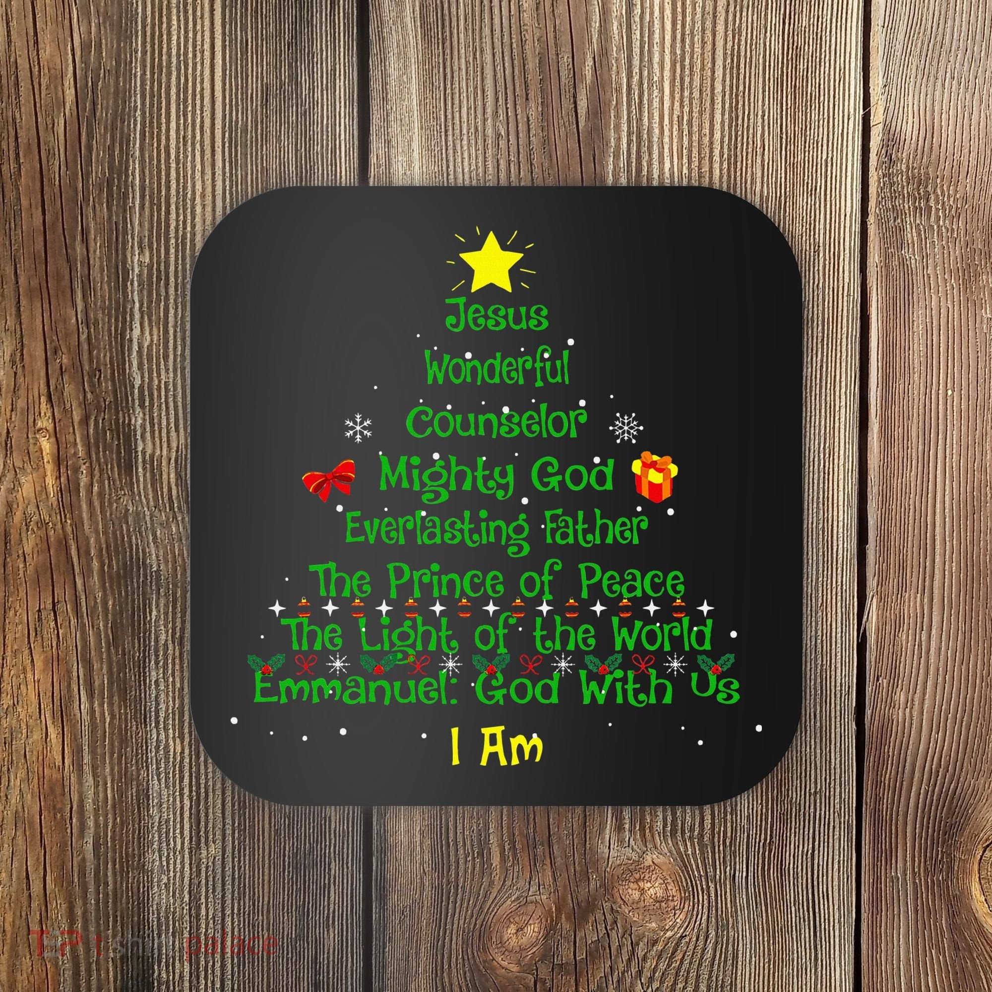 Christian Christmas Lover Bible Names of Jesus Tree Coaster
