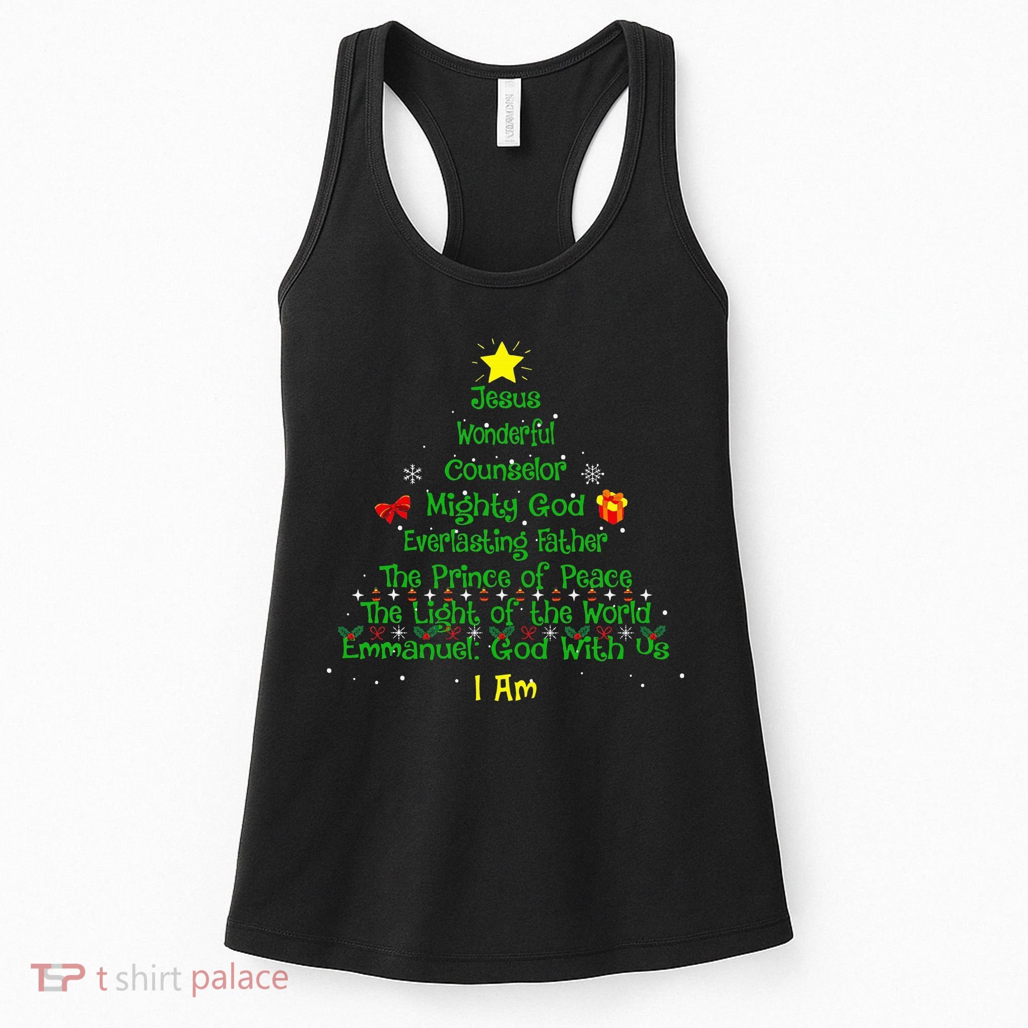 Christian Christmas Lover Bible Names of Jesus Tree Women's Tank Top