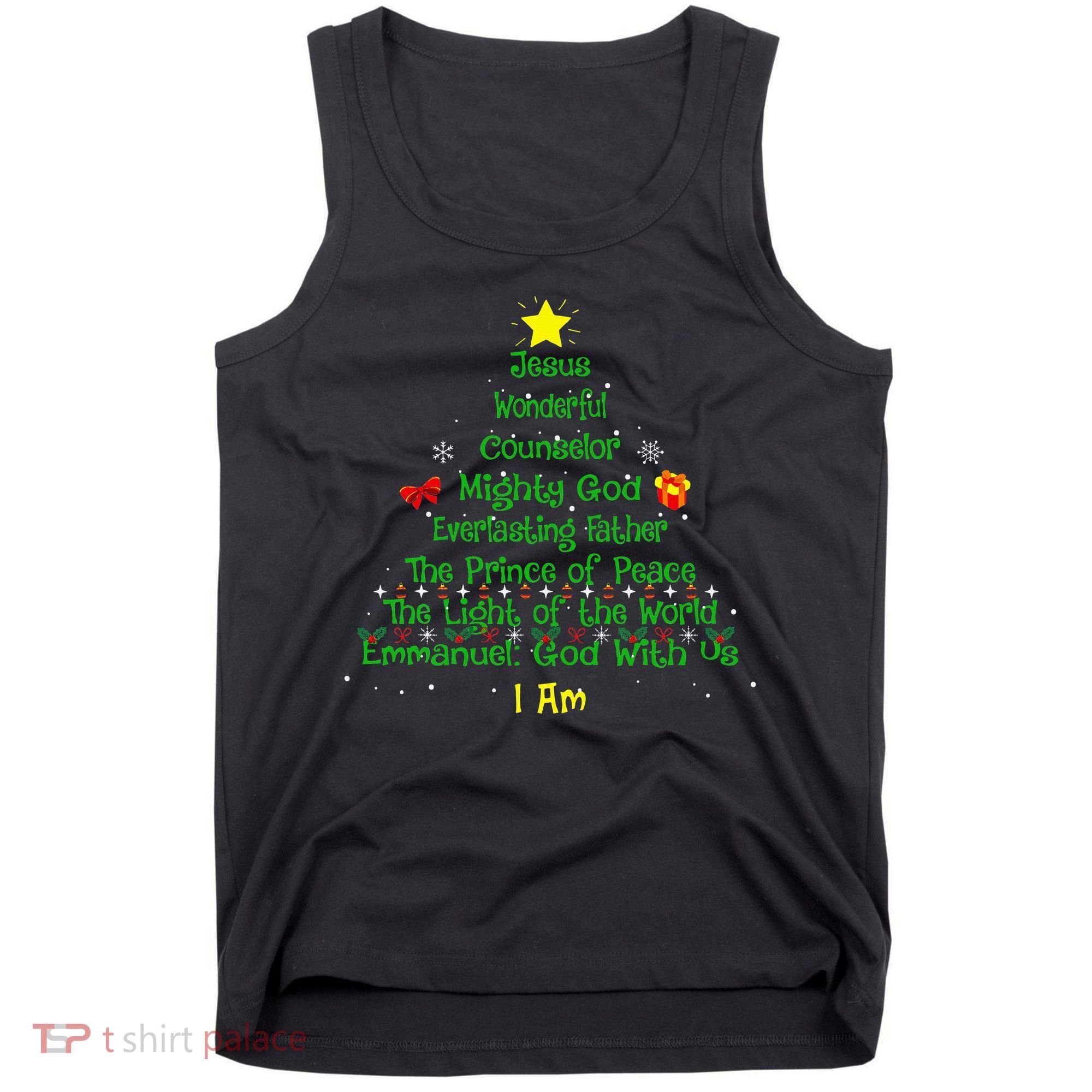 Christian Christmas Lover Bible Names of Jesus Tree Tank Top