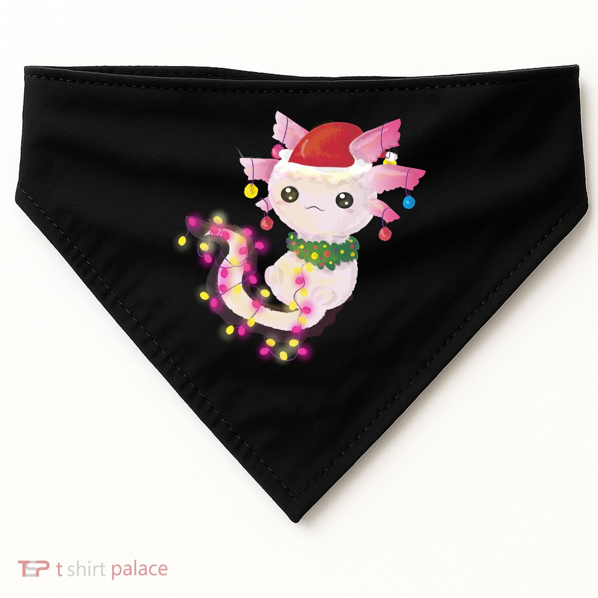 Cute Christmas Lights Axolotl USA-Made Doggie Bandana