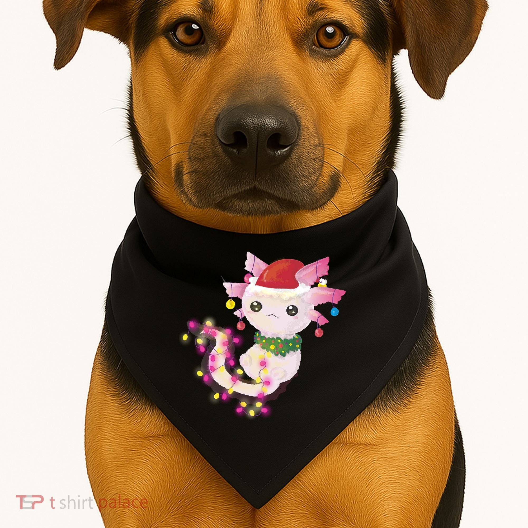 Cute Christmas Lights Axolotl USA-Made Doggie Bandana