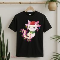 Cute Christmas Lights Axolotl T-Shirt thumb 2
