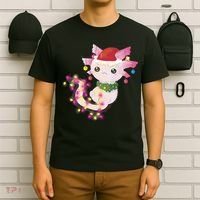 Cute Christmas Lights Axolotl T-Shirt thumb 6