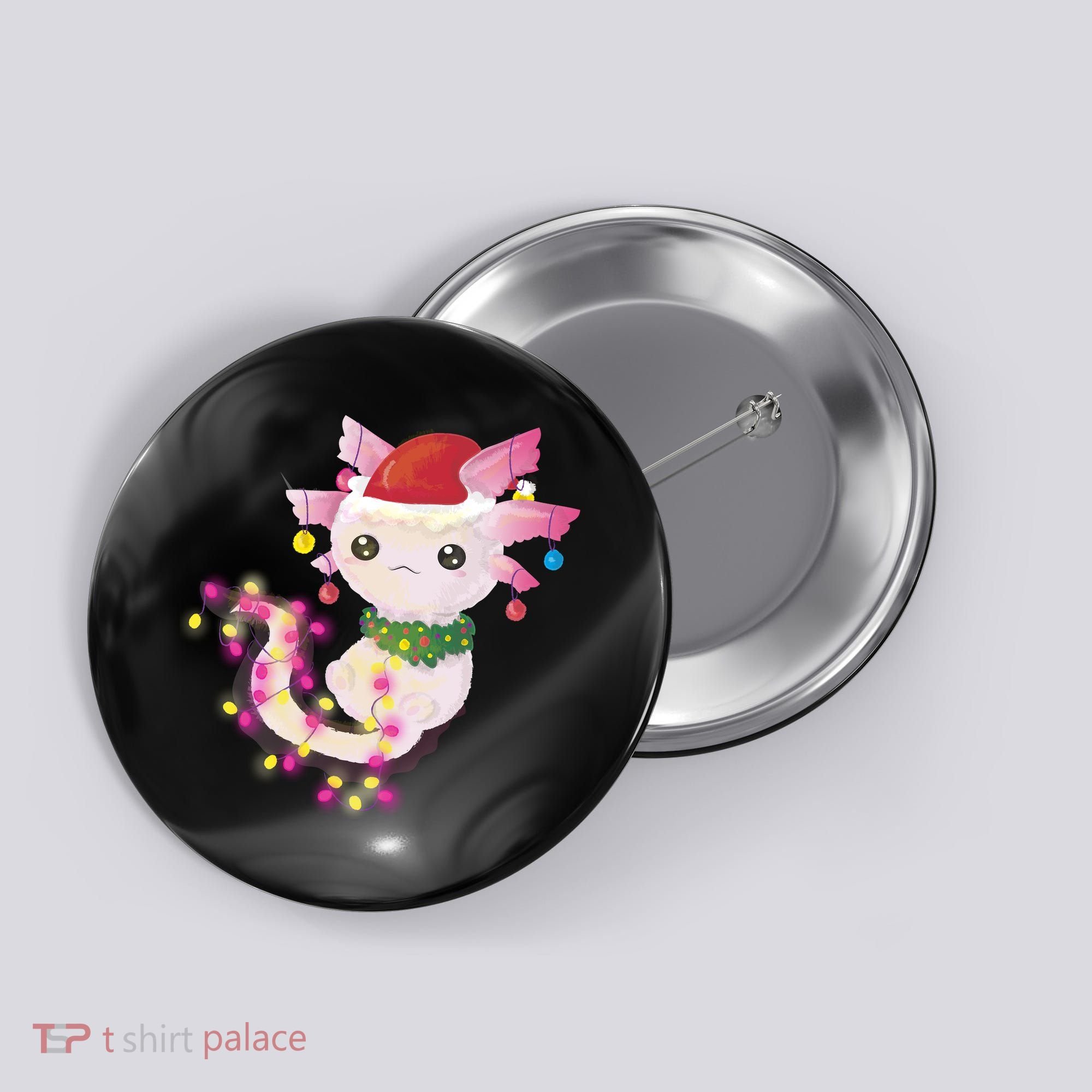 Cute Christmas Lights Axolotl Button
