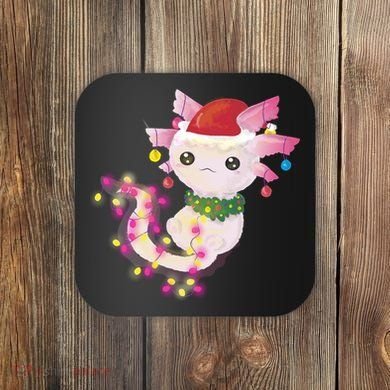 Cute Christmas Lights Axolotl Coaster