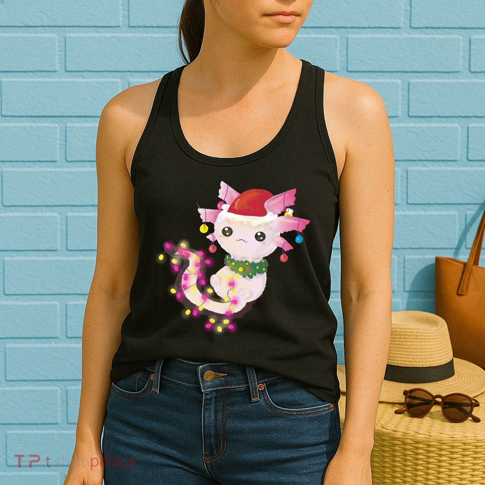 Cute Christmas Lights Axolotl Women's Tank Top