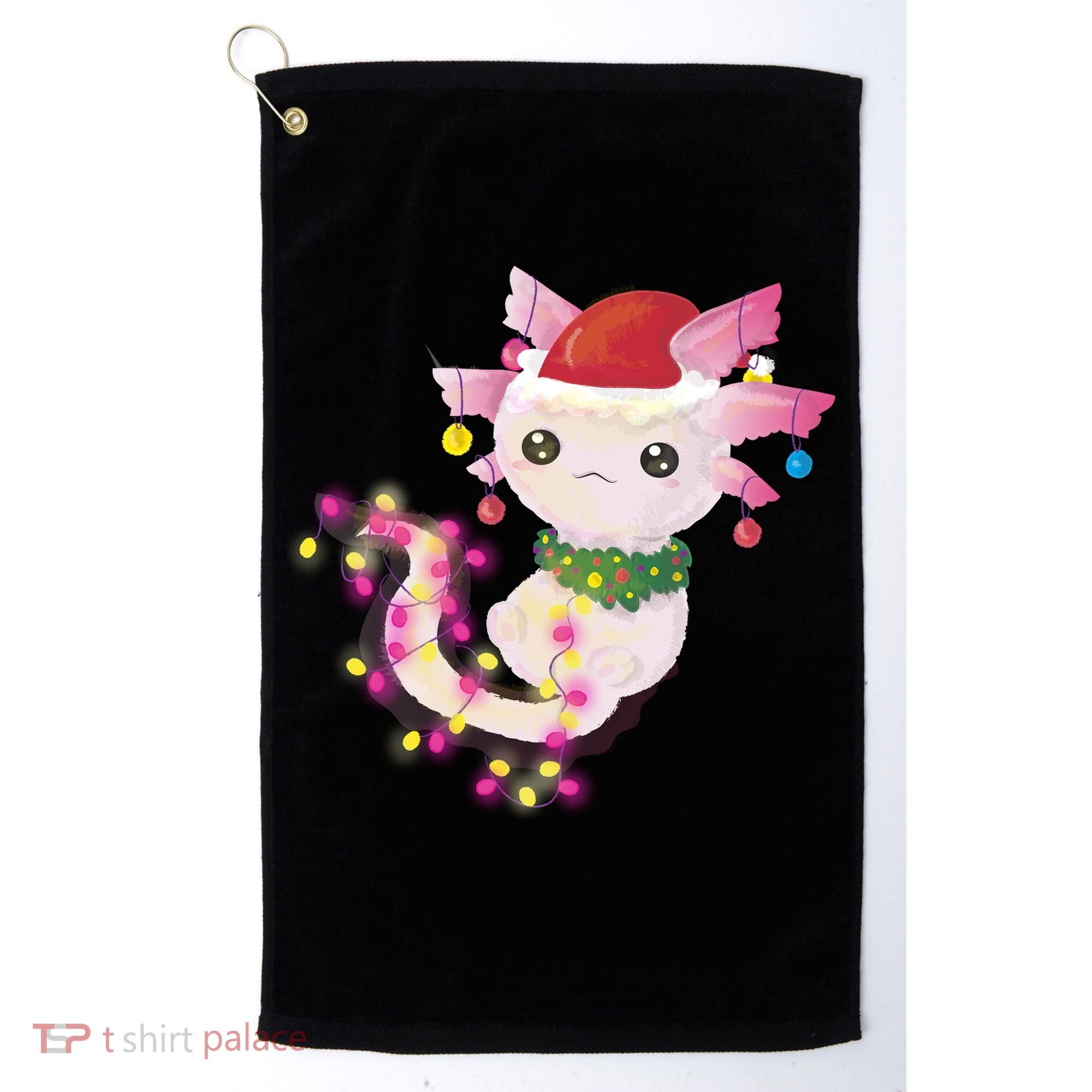 Cute Christmas Lights Axolotl Golf Towel
