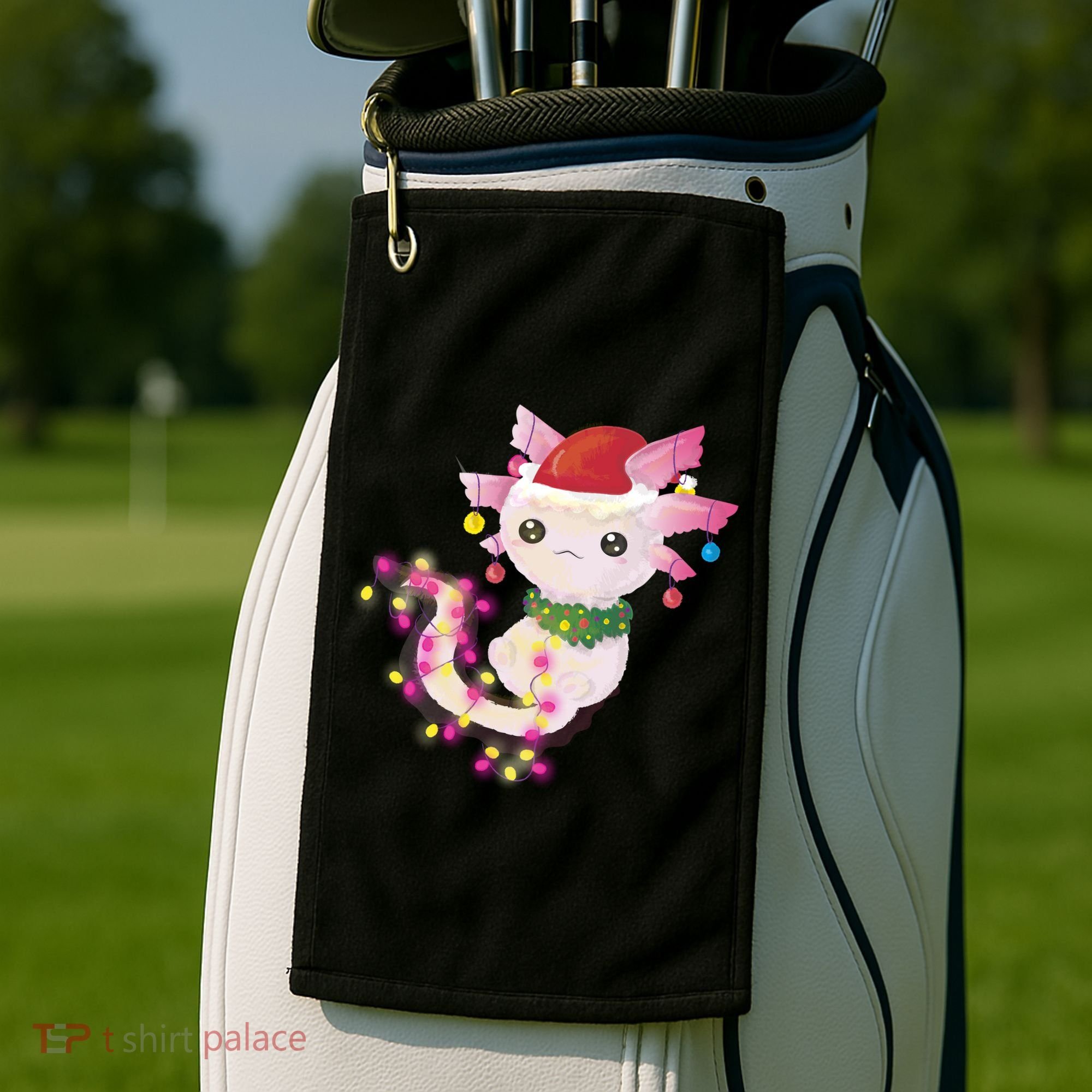Cute Christmas Lights Axolotl Golf Towel