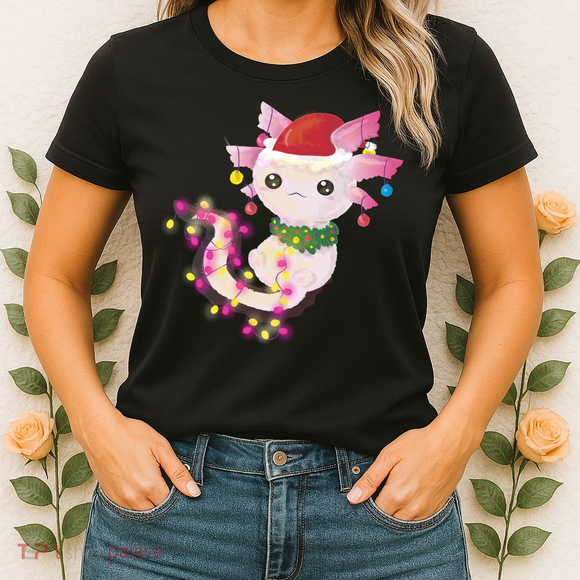Cute Christmas Lights Axolotl Women's T-Shirt
