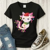 Cute Christmas Lights Axolotl Women's T-Shirt thumb 3