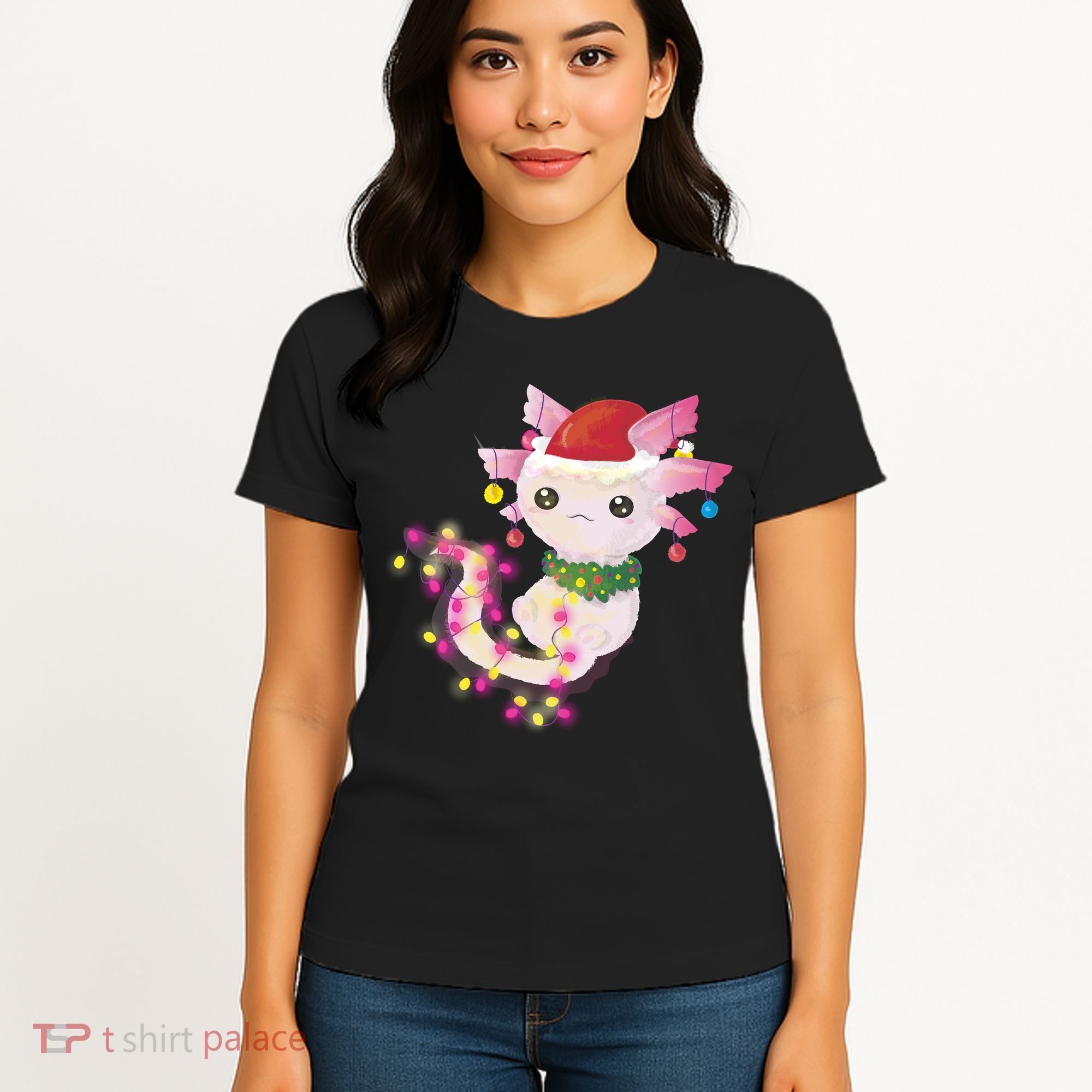 Cute Christmas Lights Axolotl Women's T-Shirt