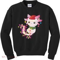 Cute Christmas Lights Axolotl Kids Sweatshirt thumb 0
