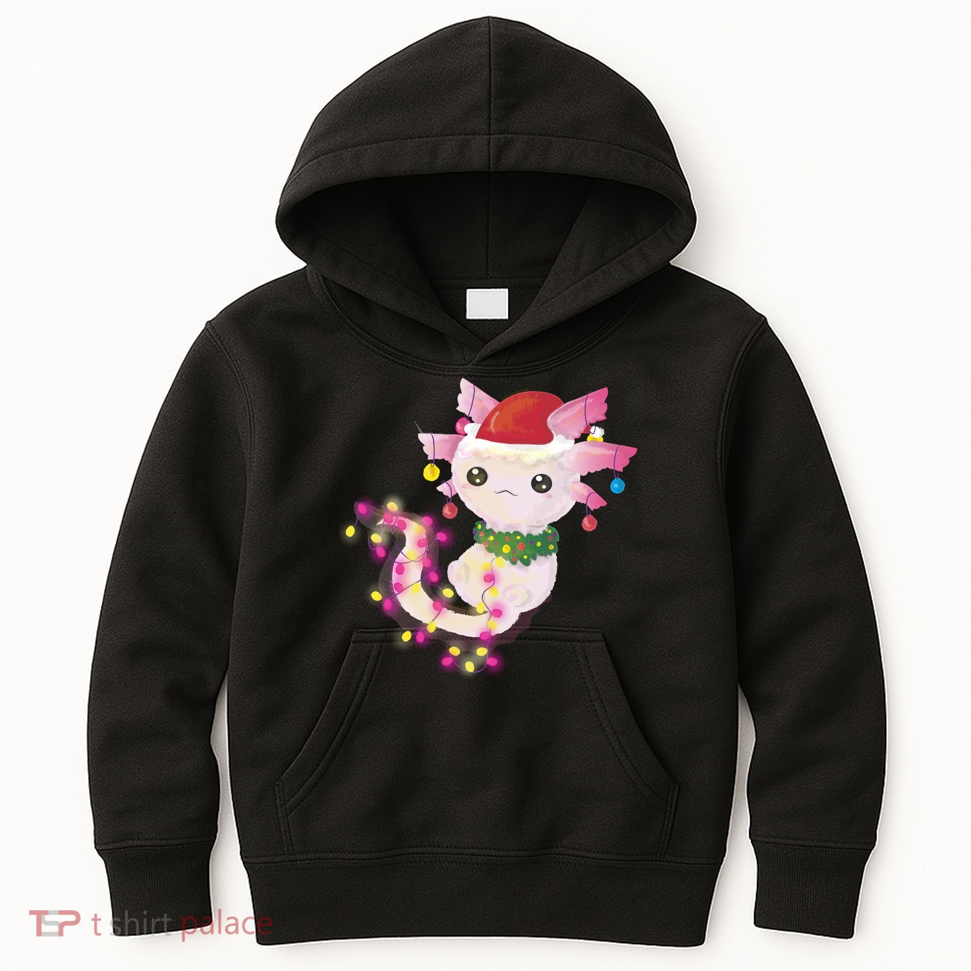 Cute Christmas Lights Axolotl Kids Hoodie