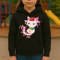 Cute Christmas Lights Axolotl Kids Hoodie thumb 3
