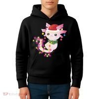 Cute Christmas Lights Axolotl Kids Hoodie thumb 4
