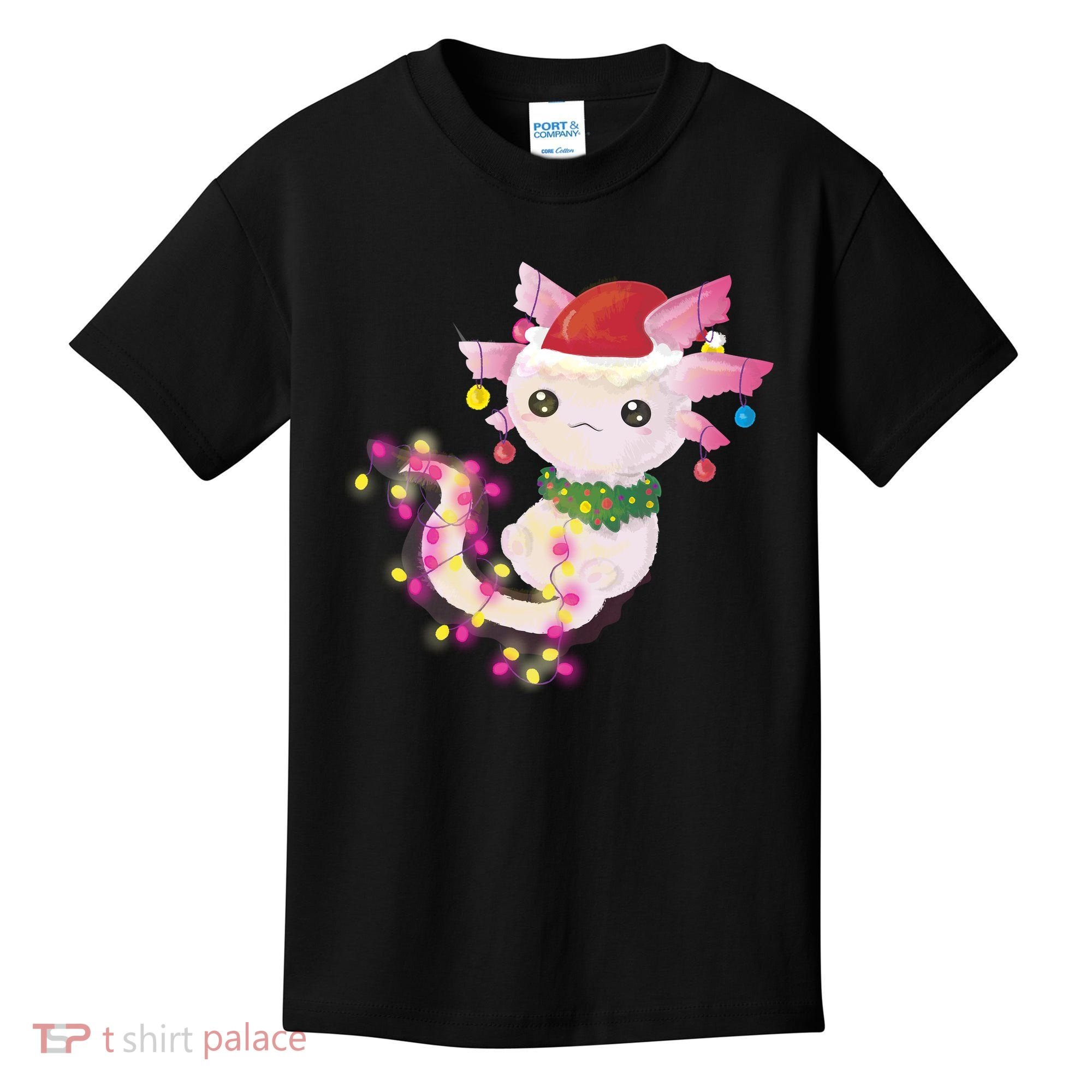 Cute Christmas Lights Axolotl Kids T-Shirt
