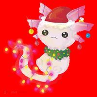 Cute Christmas Lights Axolotl Santa Hat thumb 1