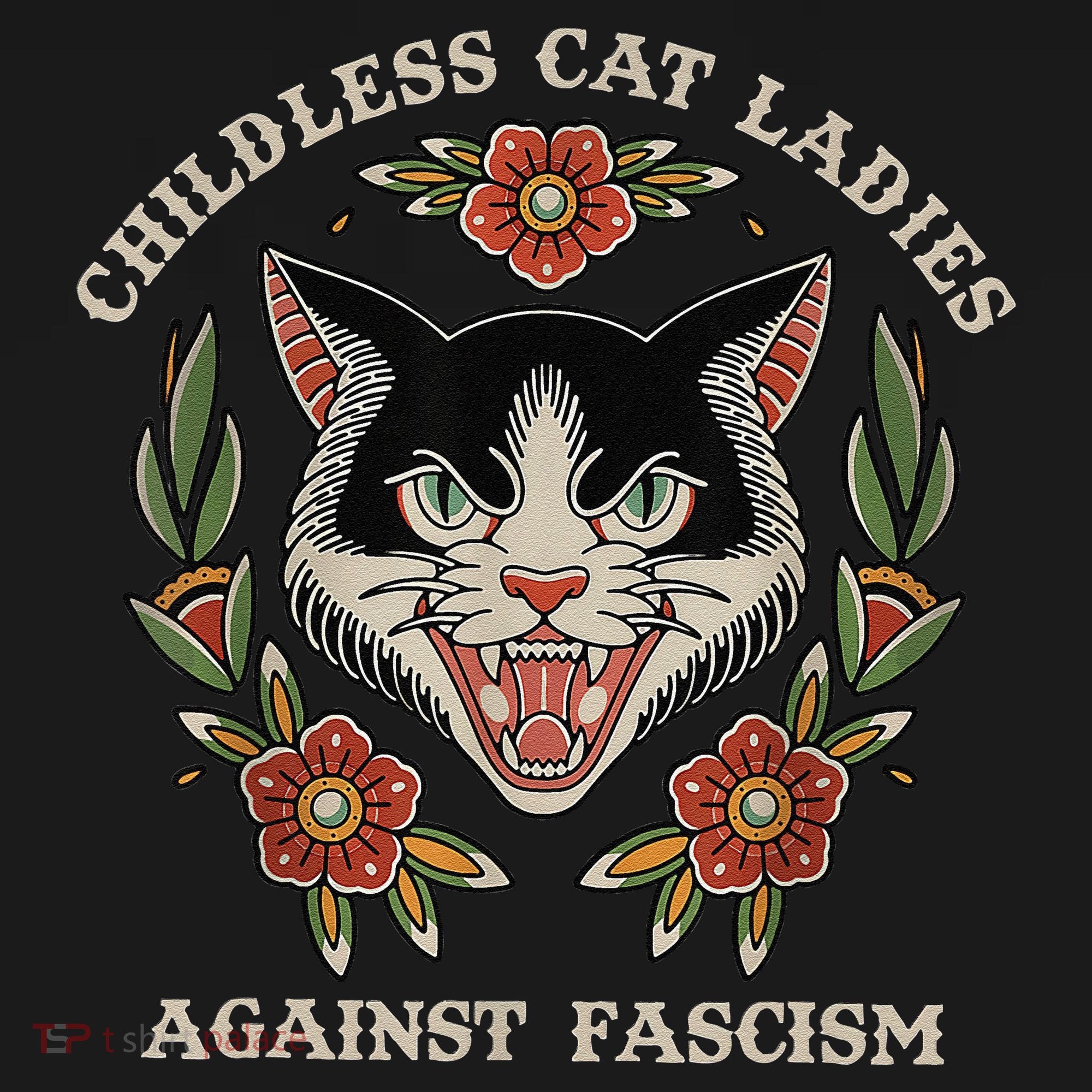 Childless Cat Ladies Against Fascism Flowers Women's Hoodie